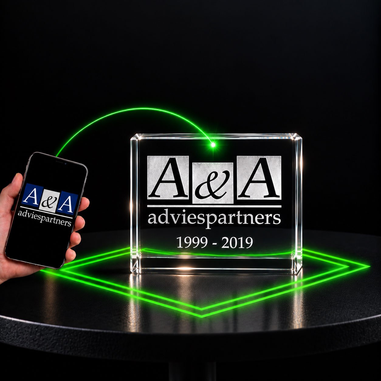 Allincrystal Foto in glas 2 D Kristal Brick Relatiegeschenk