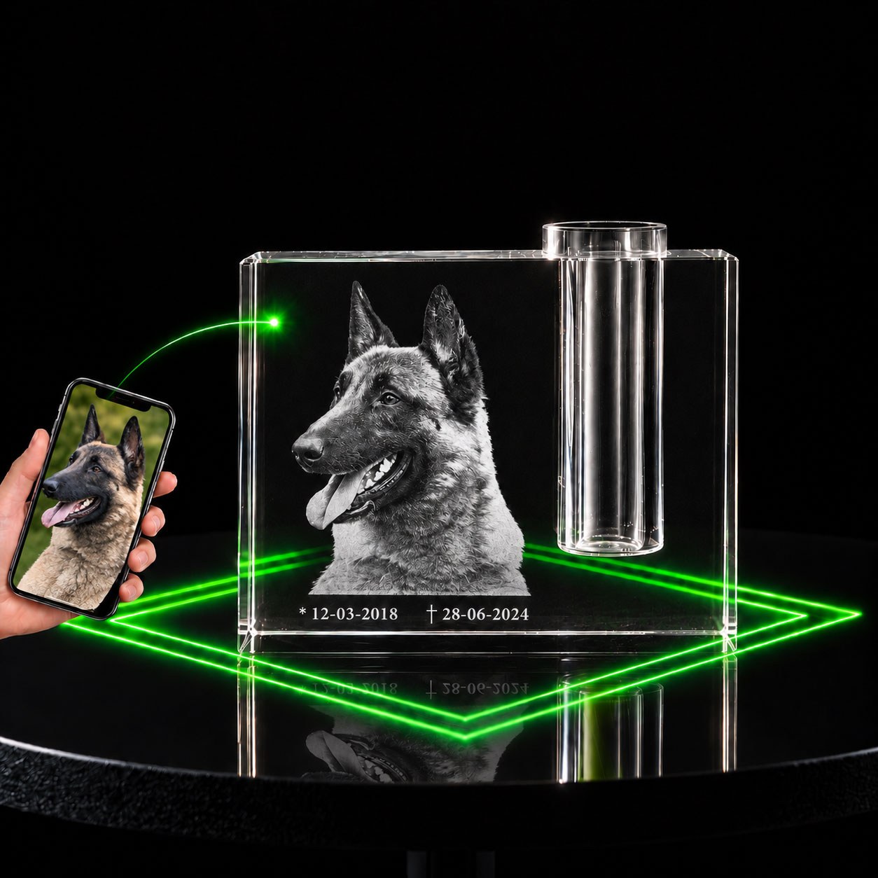 Allincrystal Foto in glas 2 D Kristal Urn