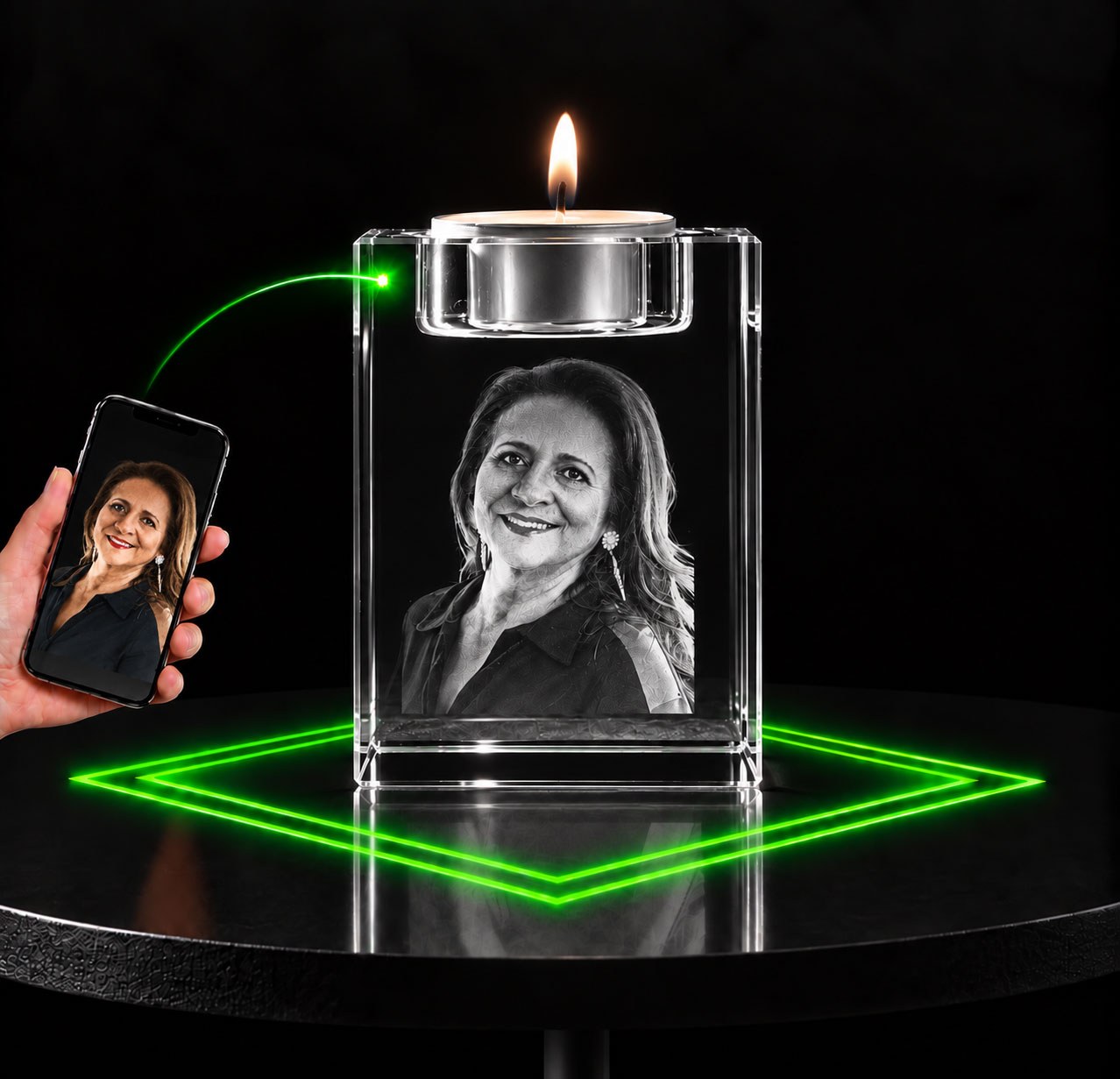 Allincrystal Foto in glas 2D Kristal Waxinehouder