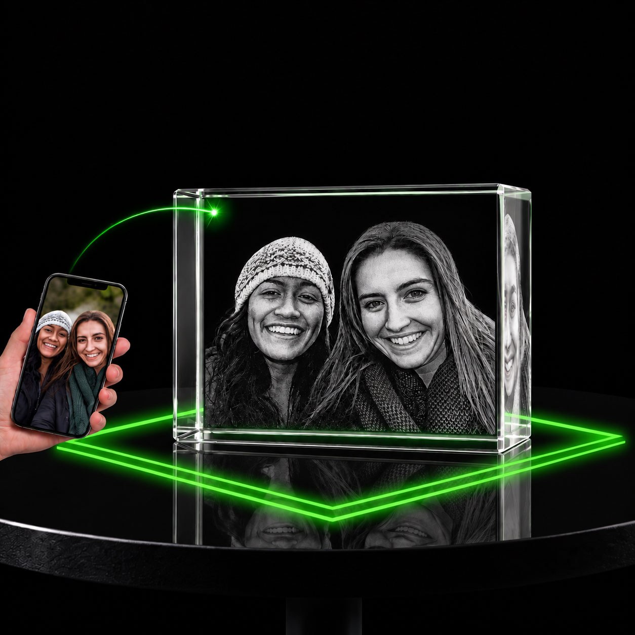 Allincrystal Foto in glas 3D Kristal Blok 2 portretten