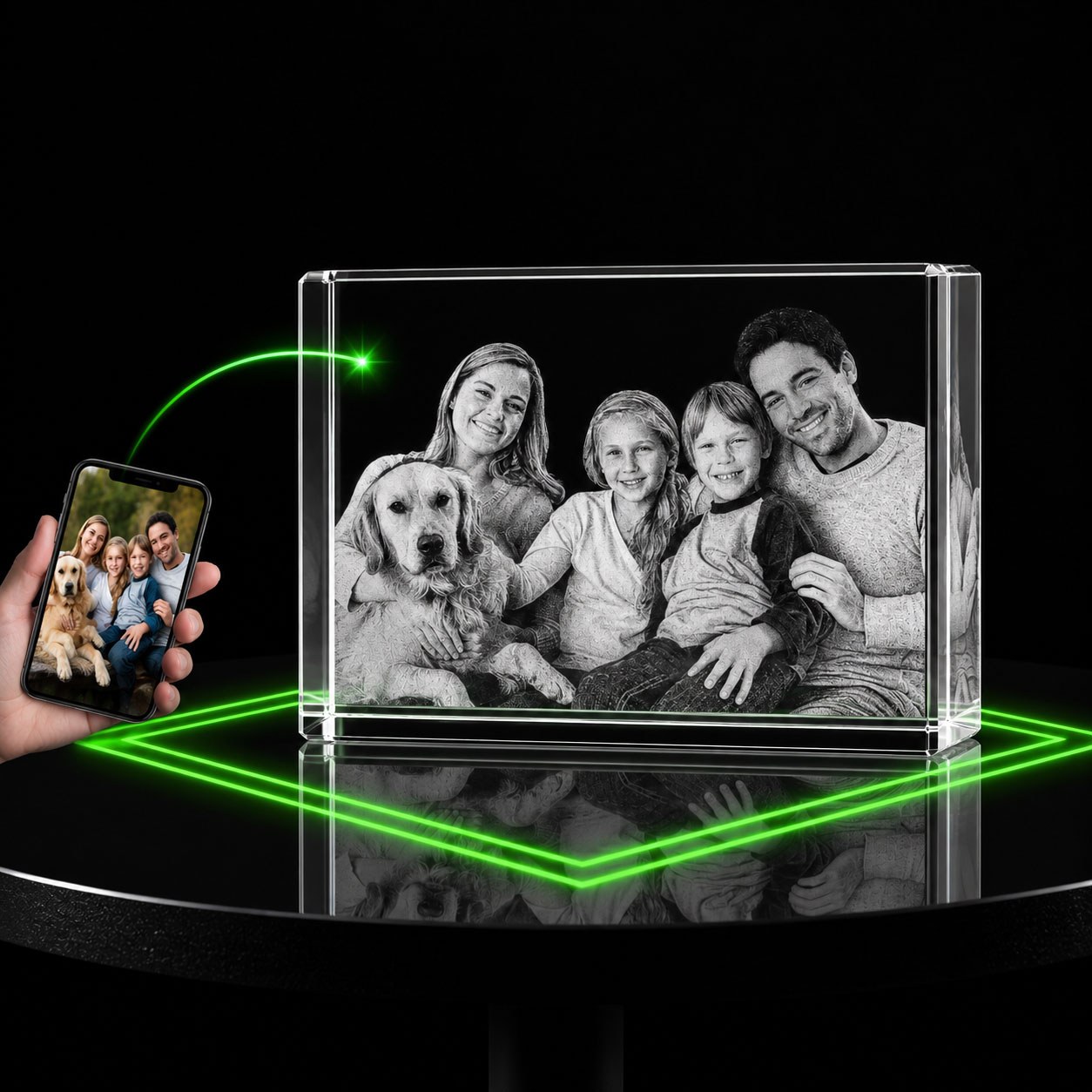 Allincrystal Foto in glas 3D Kristal Blok 3 en meer portretten