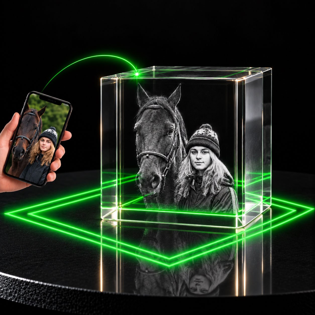 Allincrystal Foto in glas 3D Kristal Kubus 2 portretten