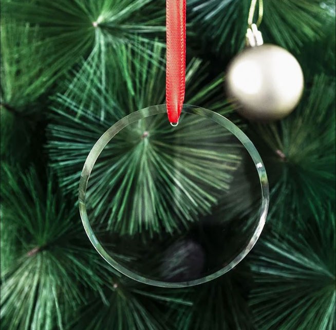 Allincrystal Foto in glas Kerstbal Glas Familie gezin gladfacet