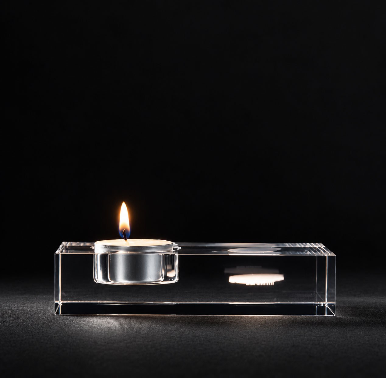 Allincrystal Foto in glas 3 D Kristal Waxinehouder Plat Vingerafdruk
