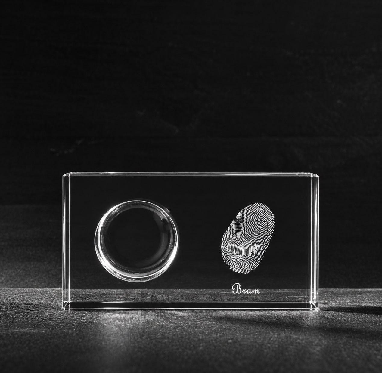 Allincrystal Foto in glas 3 D Kristal Waxinehouder Plat Vingerafdruk