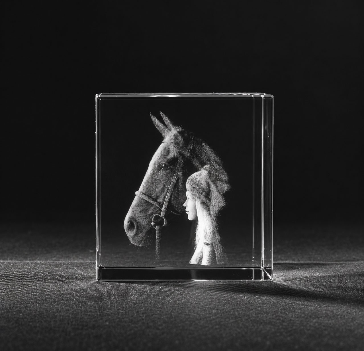 Allincrystal Foto in glas 3D Kristal Kubus 2 portretten