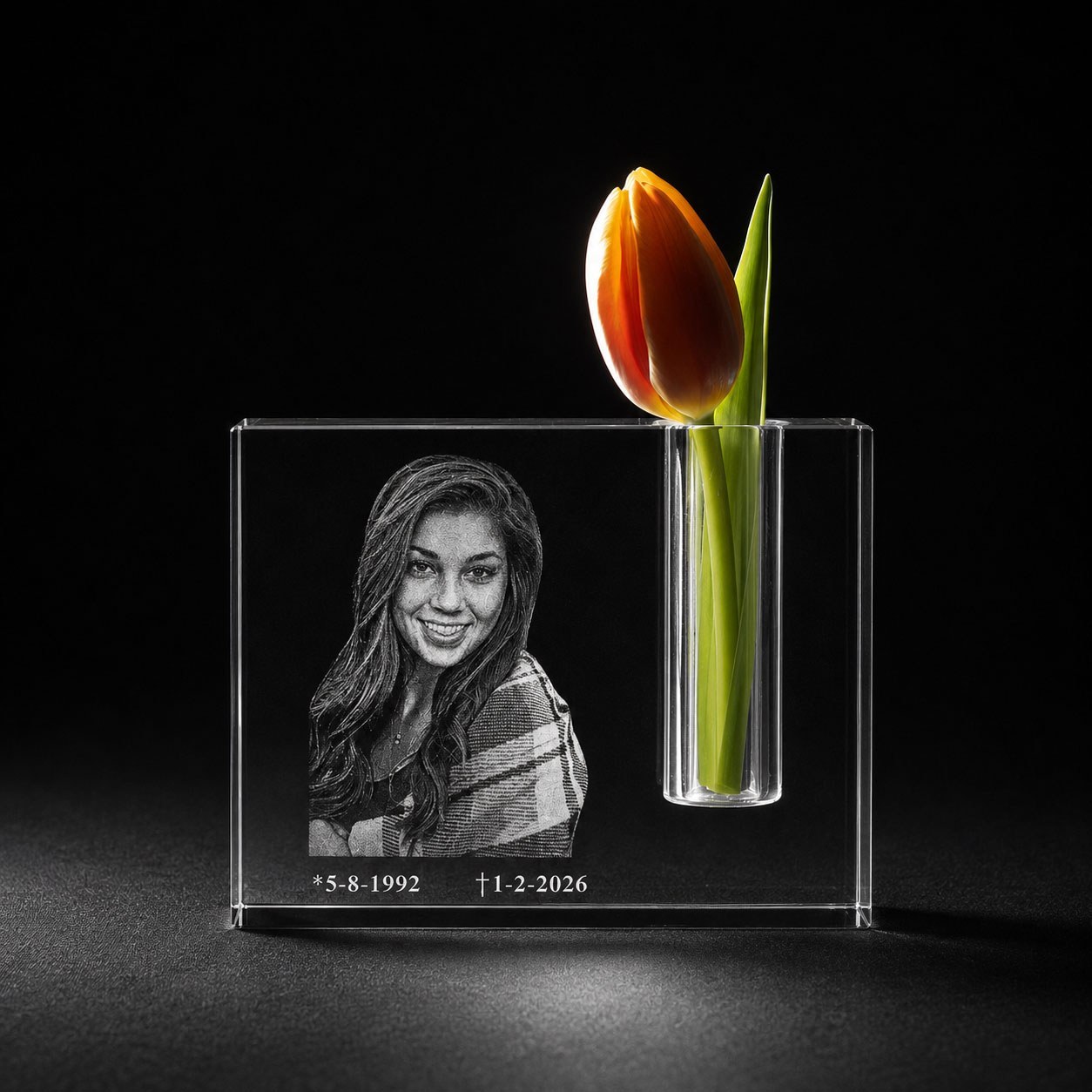Foto in glas 3D Urn Bloem