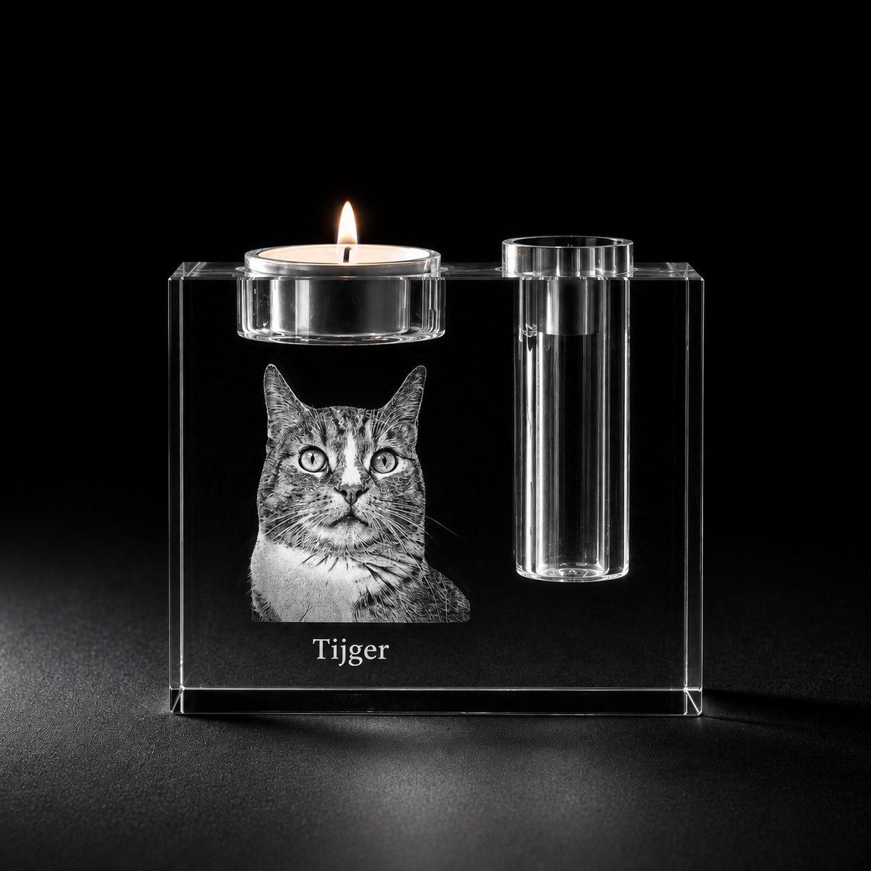 Allincrystal Foto in glas 3 D Kristal Urn Waxinehouder
