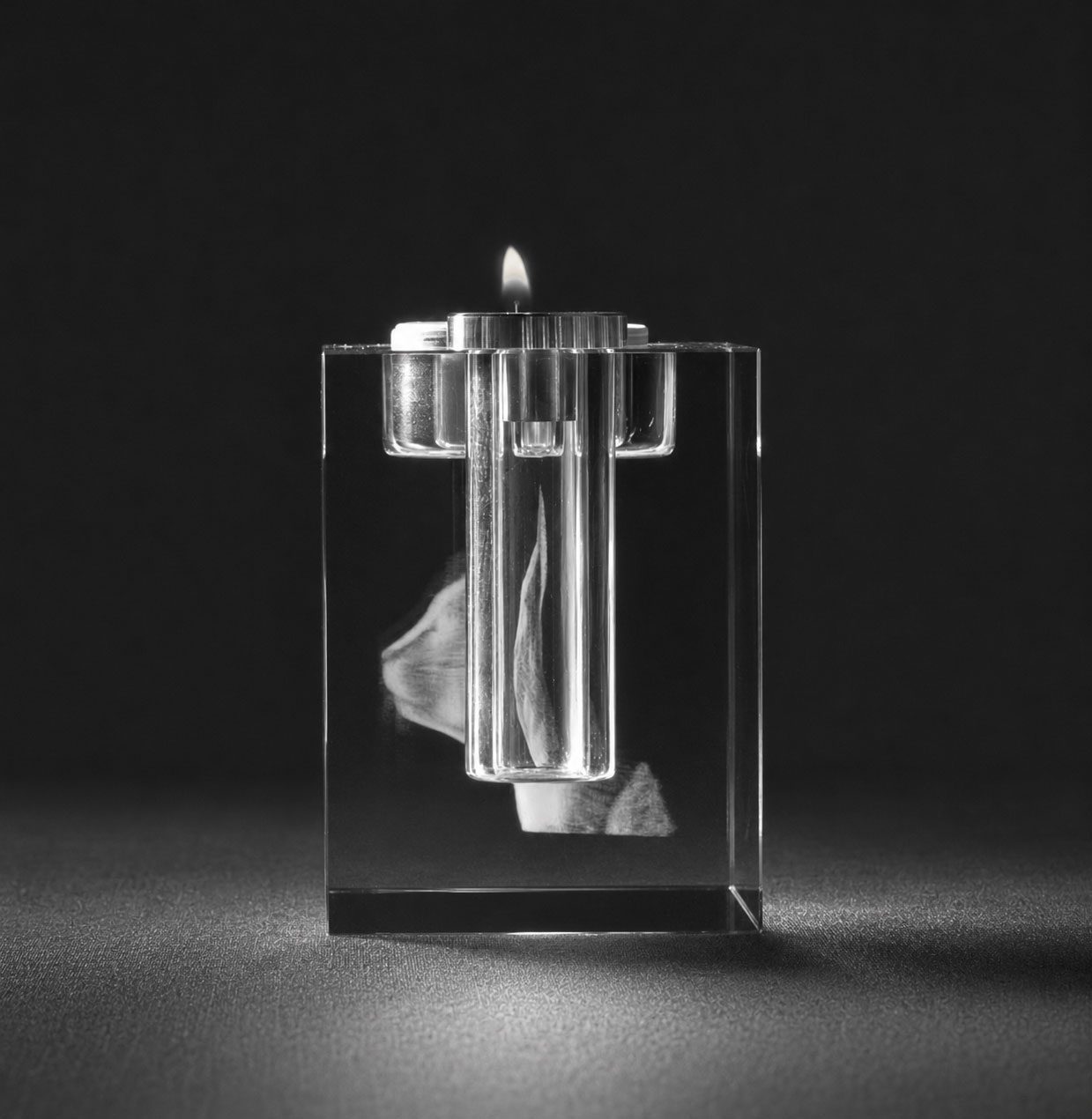 Allincrystal Foto in glas 3 D Kristal Urn Waxinehouder