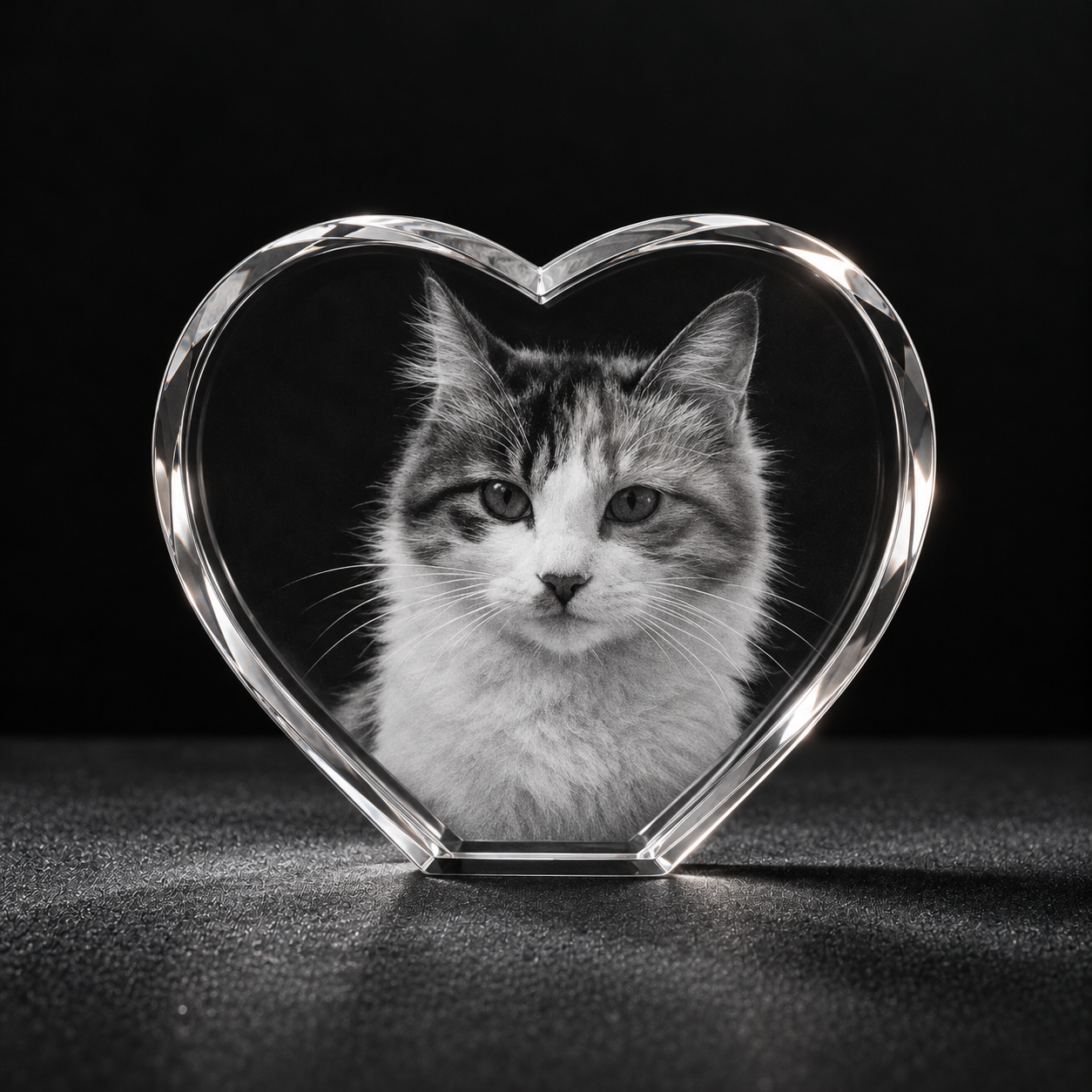 Kat in 3 D hart